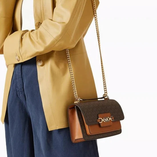 Heather brown shoulder bag with box