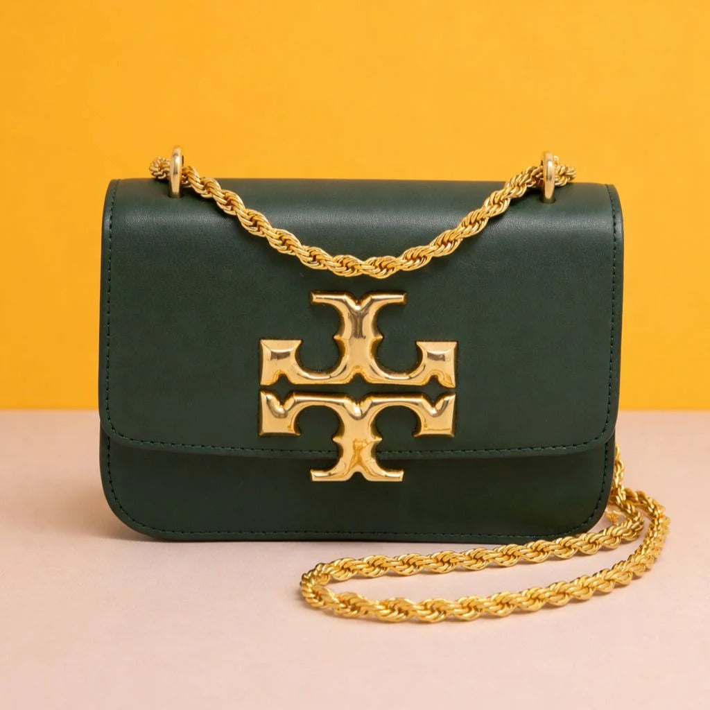 Eleanor premium quality dark green shoulder bag with box