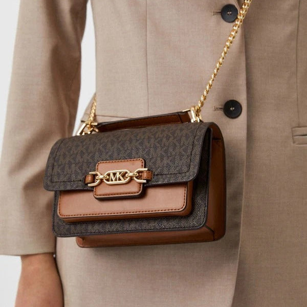 Heather brown shoulder bag with box